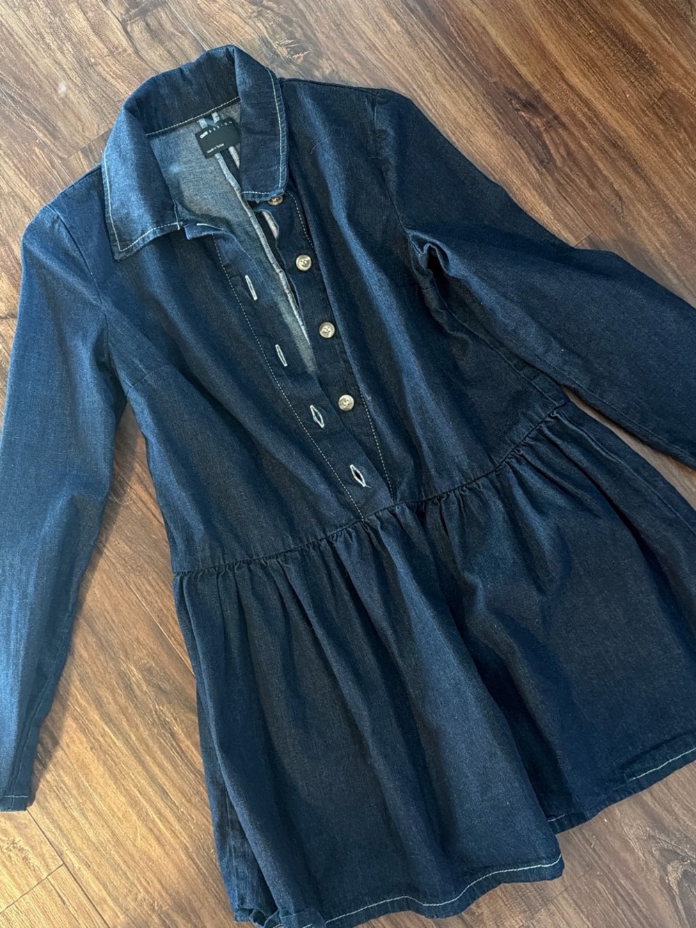 ASOS Dark Blue Denim Peplum Jacket with Buttons
